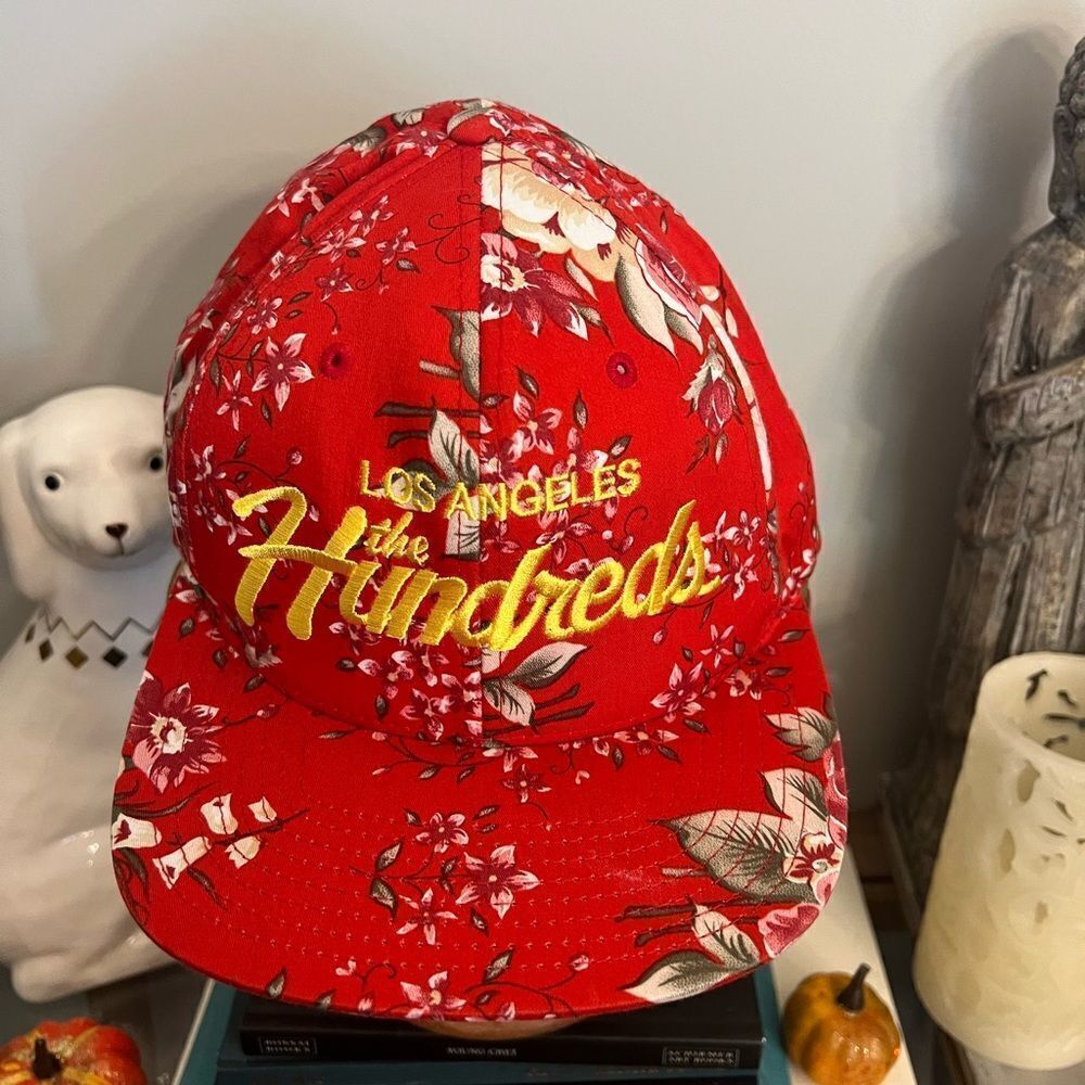 The Hundreds Team Snapback Cap - Red Floral Adjustable One Size SnapBack